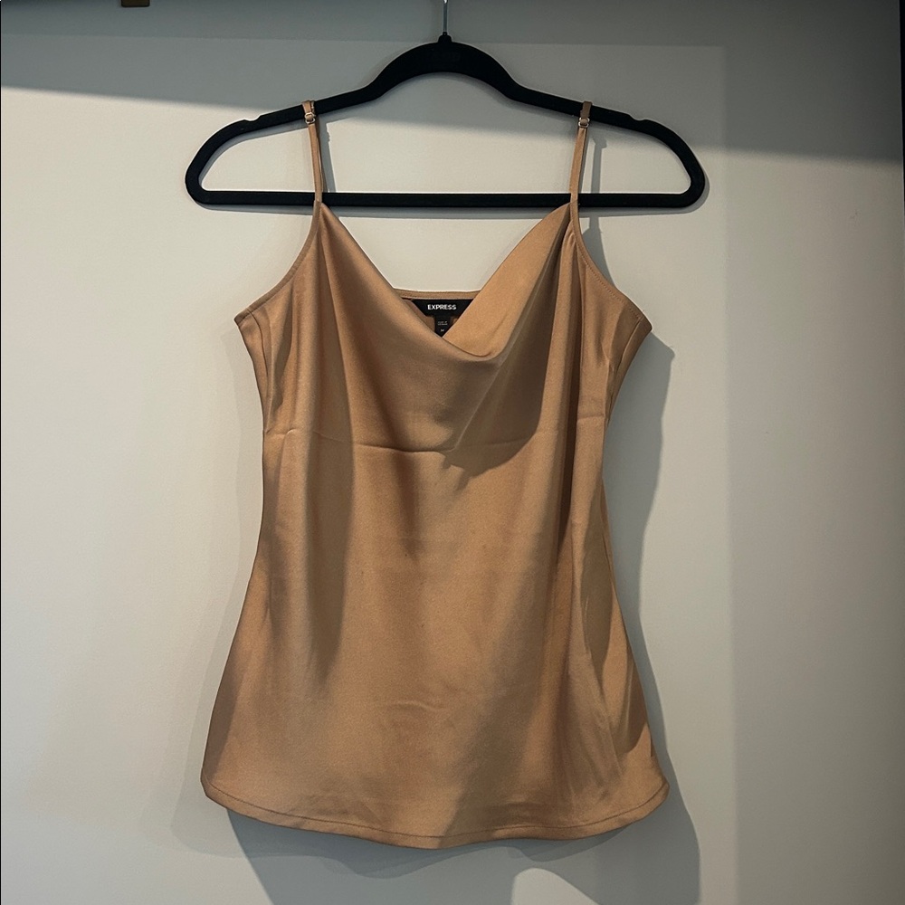 Express Tan Satin Cowl Neck Camisole